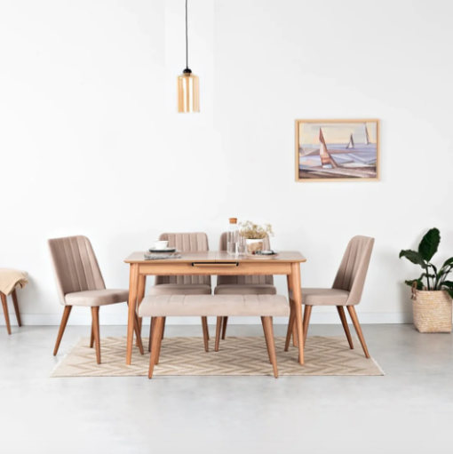 Beech wood Dinning Table with 6 Chairs