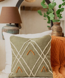 Olive White Lines Cushion