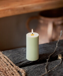 Mint Ribbed Circle Candle